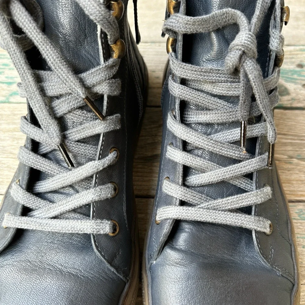 Roan Bed Stu Mac II Men's Size 11 US High Top Sneakers Blue Leather Lace Zip
